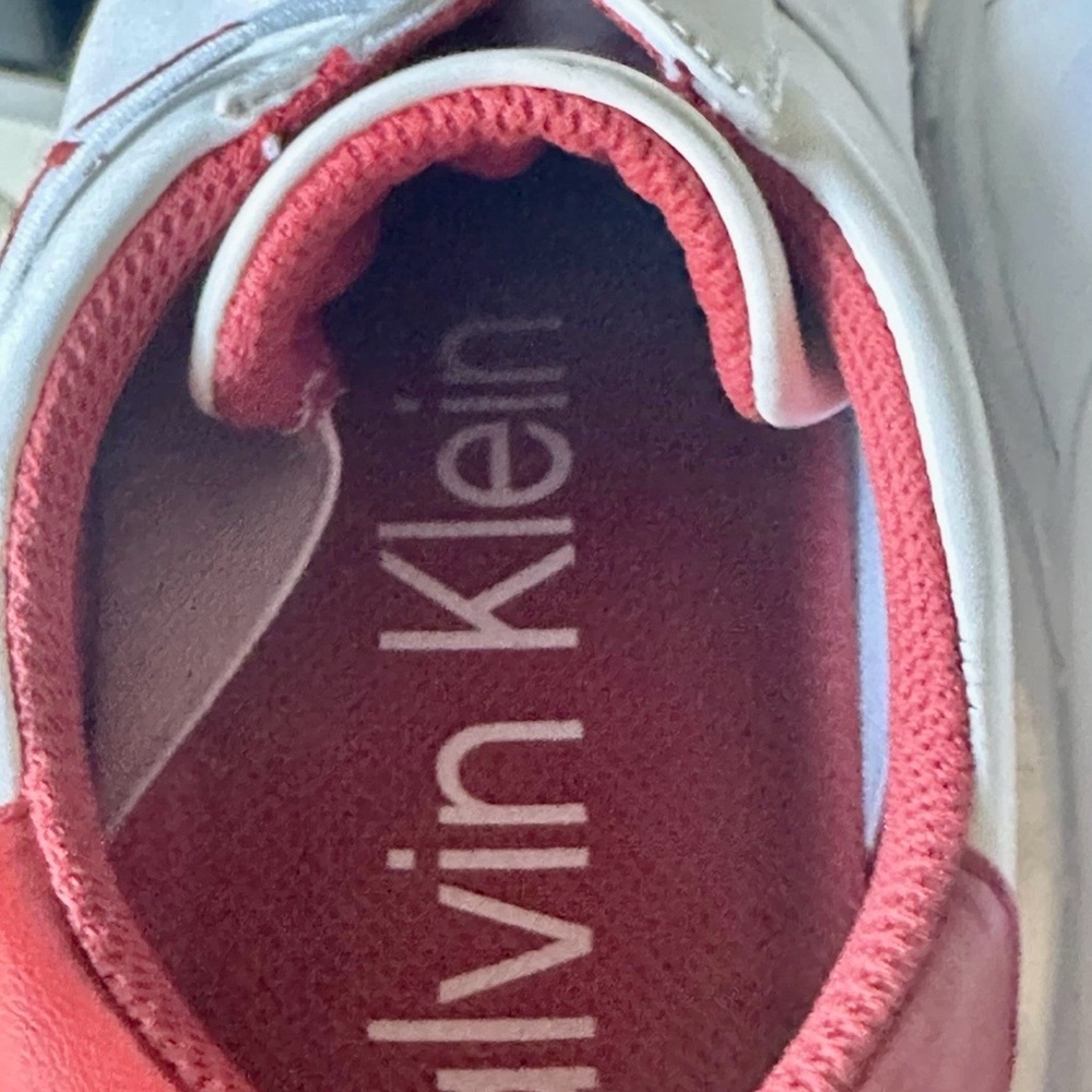 Calvin Klein White and Red Slip-On Loafers Men 9 Women 7 - Picture 11 of 12